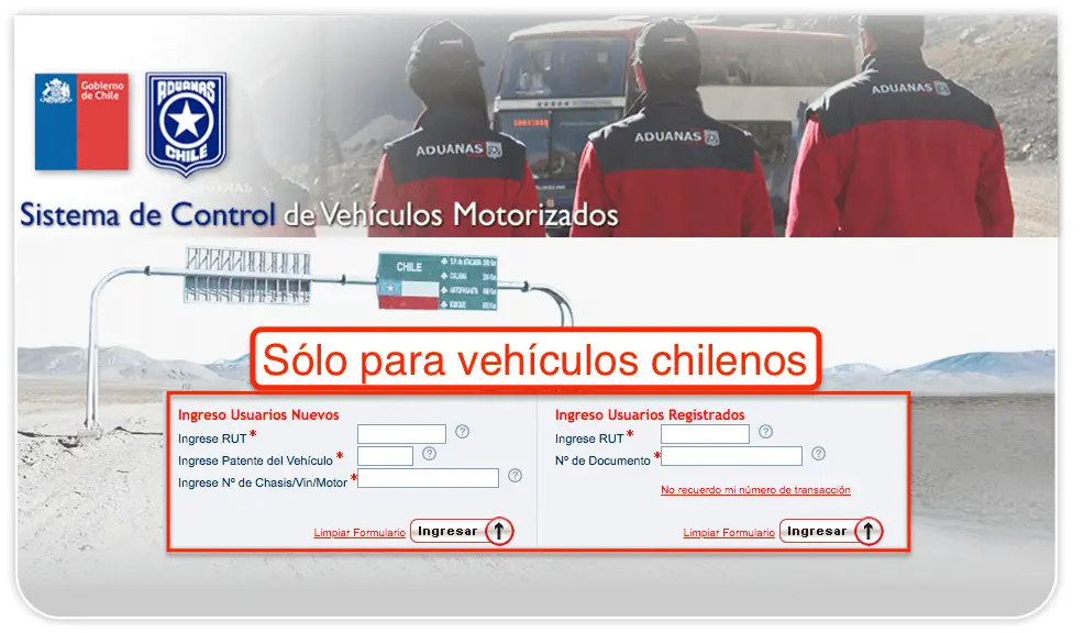 Sistema de Control de Chile para vehículos